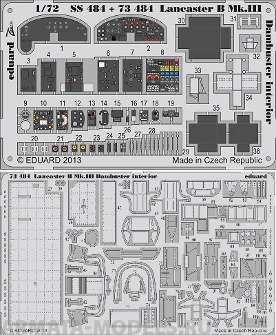 73484 Фототравление Lancaster B Mk.III Dambuster interior  для модели фирмы Airfix
