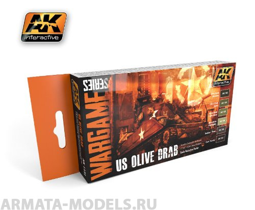 AK1131 Набор акриловых красок US OLIVE DRAB COLORS SET