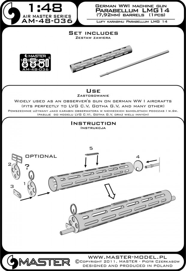 AM-48-036 Ствол к немецкому пулемету Parabellum LMG14, 1 МВ 1шт.