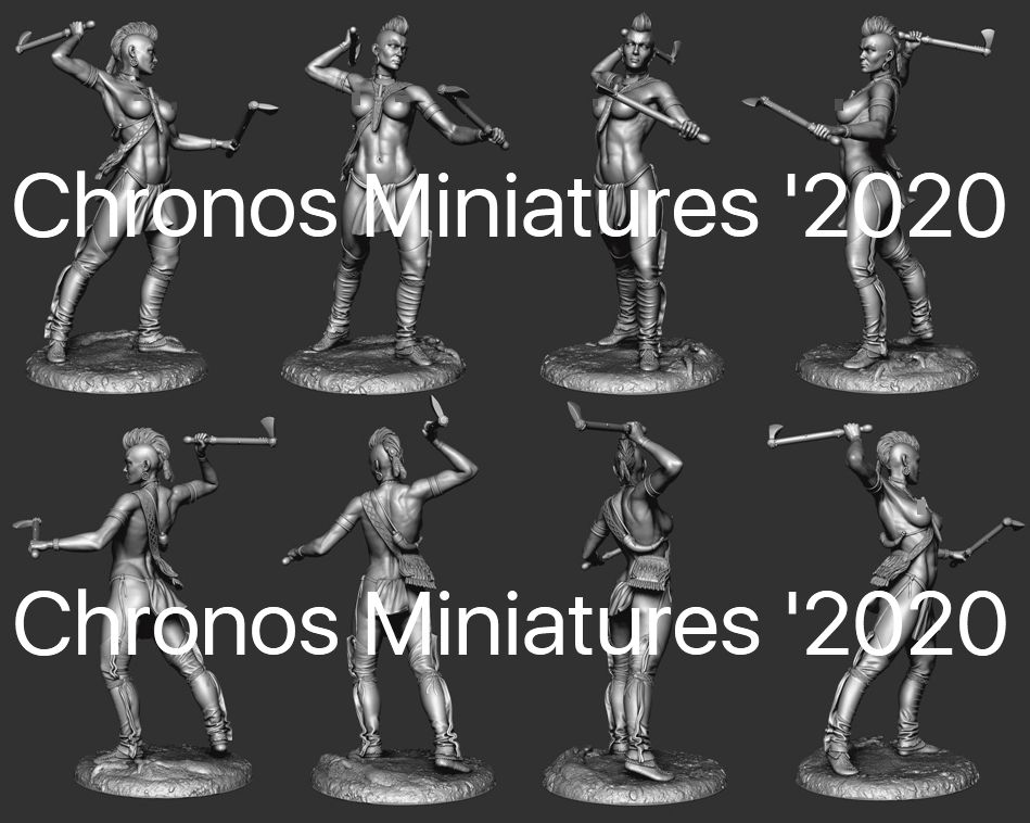CHM-75040. Миры Фэнтези: Ирокезская женщина-воин. 75 мм. Материал - смола. Chronos Miniatures