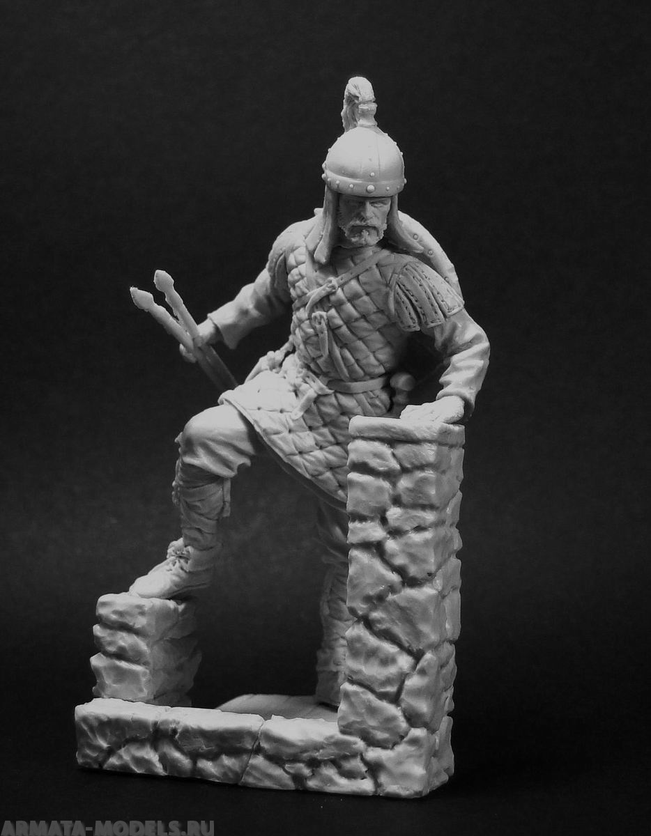 CHM-54042(M). Византийский легковооруженный воин, 10-11 века. 54 mm. Материал - белый металл. Chronos Miniatures