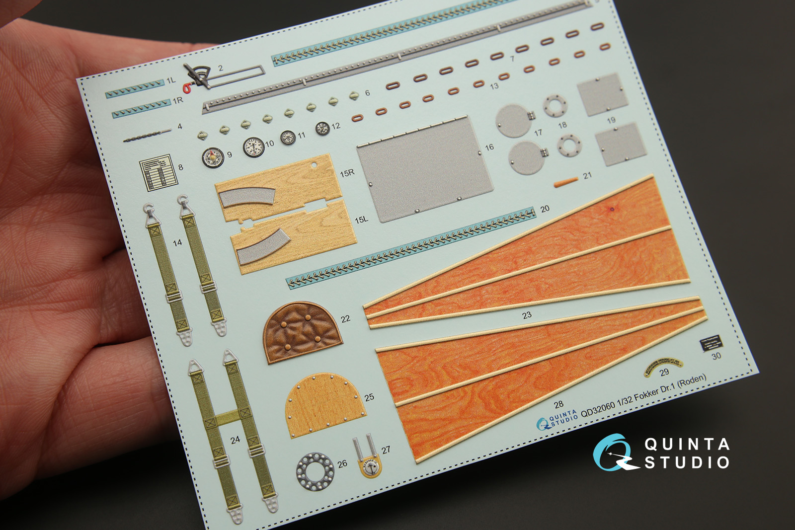 QD32060 3D Декаль интерьера кабины Fokker Dr.1 (для модели Roden)