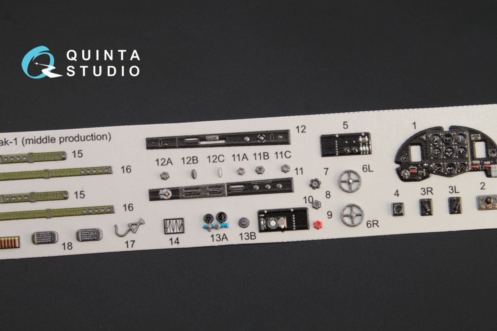 QD48003Pro 3D Декаль интерьера кабины Як-1 (средние серии) (для модели Моделсвит/ЮФ)