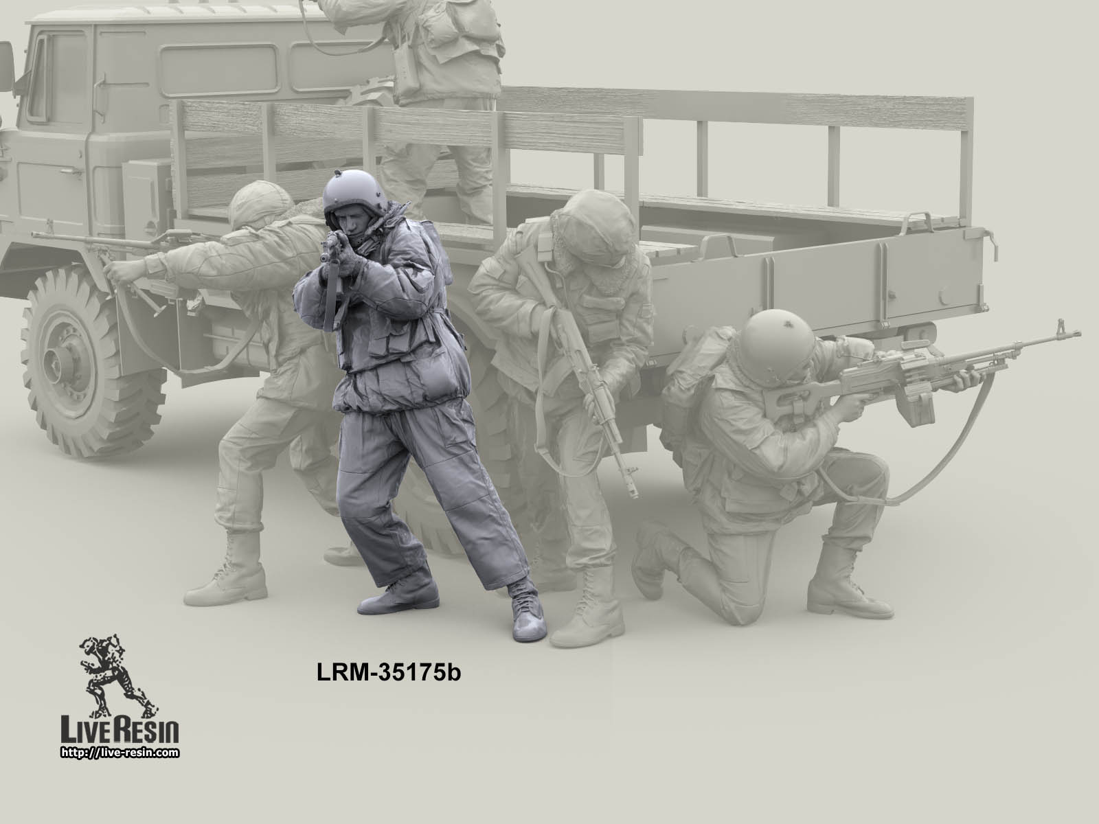 LRM35175b Военнослужащий ВВ, ведет огонь из АК-74 с рук, версия в шлеме К6-3 Live Resin