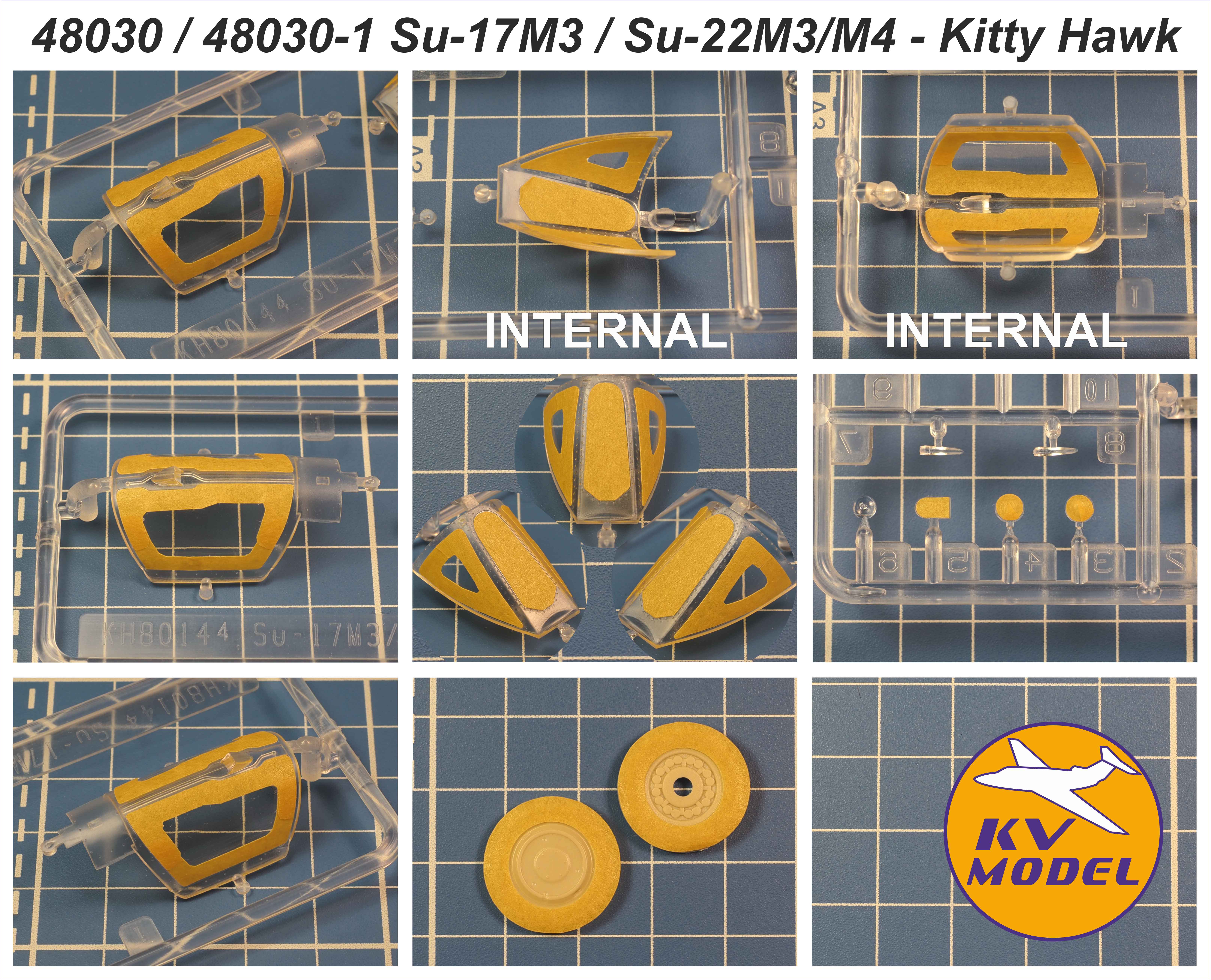 48030KV Окрасочная маска Су-17M3/4 / Су-22 M3/M4 (Kitty Hawk #KH80144, #KH80146, #KH80146-2) + маски на диски и колеса
