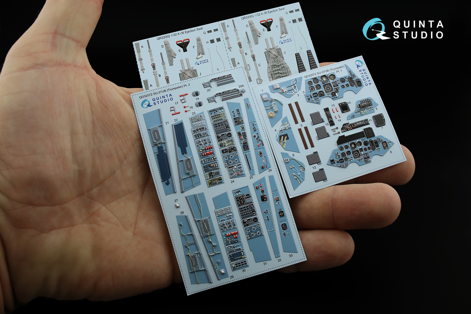 QD32072 3D Декаль интерьера кабины Су-27УБ (для модели Trumpeter)