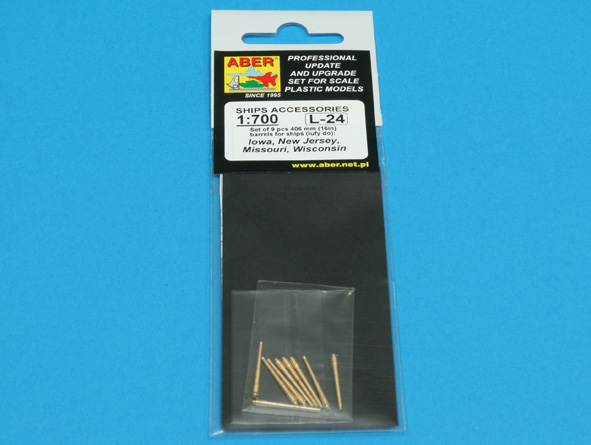 ABR-1:700-L-24  Дополнения для  Set of 9pcs 406 mm barrels for US ships : Iowa, New Jersey, Missouri, Wisconsin для  1/700
