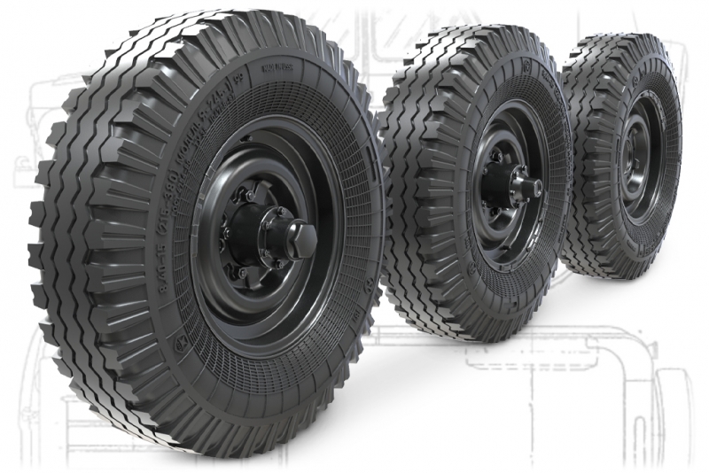 35264MIN УаЗ-469 Набор колес под нагрузкой (+ запаска)