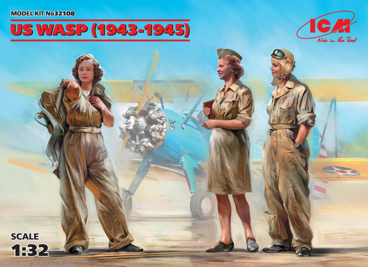 32108 Фигуры, Летчицы на службе ВВС США (1943-1945 г.) (3 фигуры) ICM