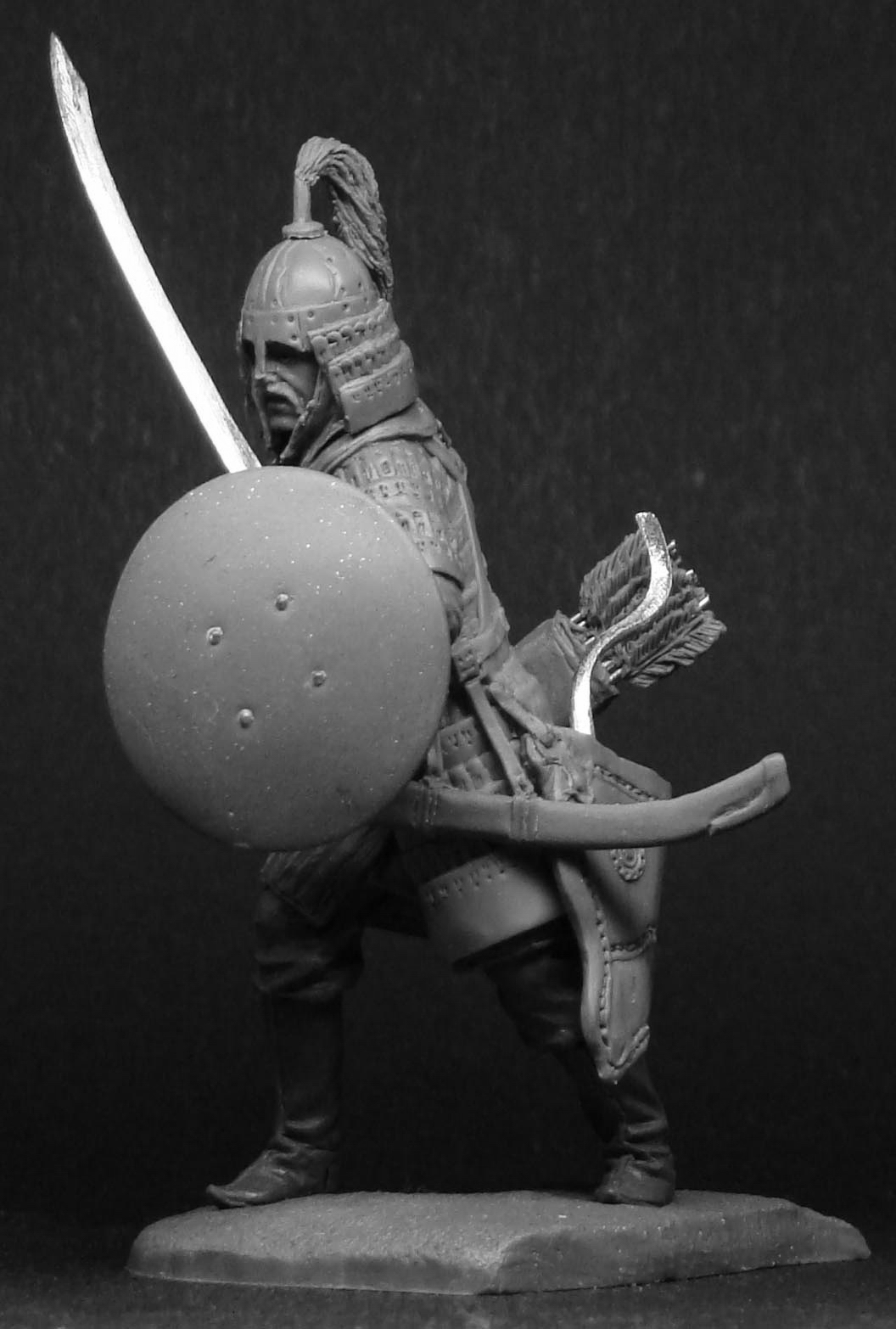 CHM-54045(М). Татаро-монгольский воин с мечтом, 14 век. 54 мм. Материал - белый металл. Chronos Miniatures