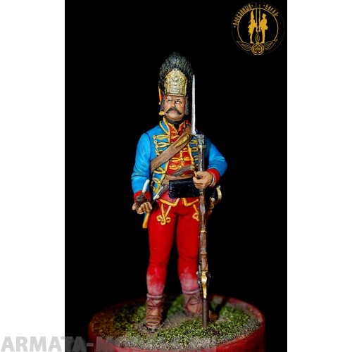 ОП.60.067 Фигура из белого металла Гренадёр Новомиргородского гарнизона или Пандурского полка 1756-63 г.г  Студия Оловянный Парад