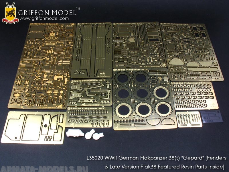 L35020GR WW II German Flakpanzer38(t) “Gepard” (Fenders & Late Version Flak38 Featured Resin Parts Inside)  (for Dragon 6469 Kit) 1/35