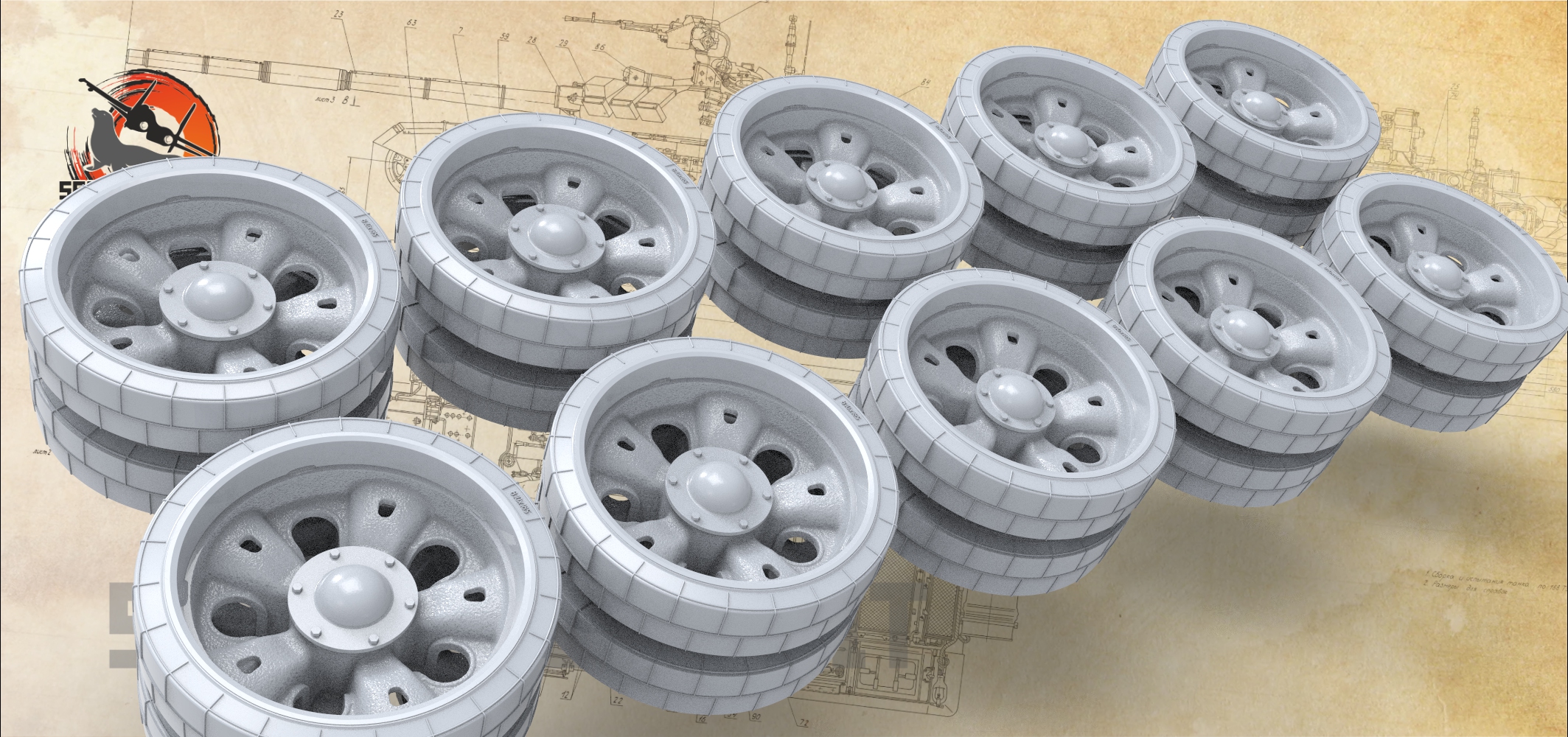 smk35014 Высокодетализированные катки для танка Т-62  без износа (Не для свободной продажи)