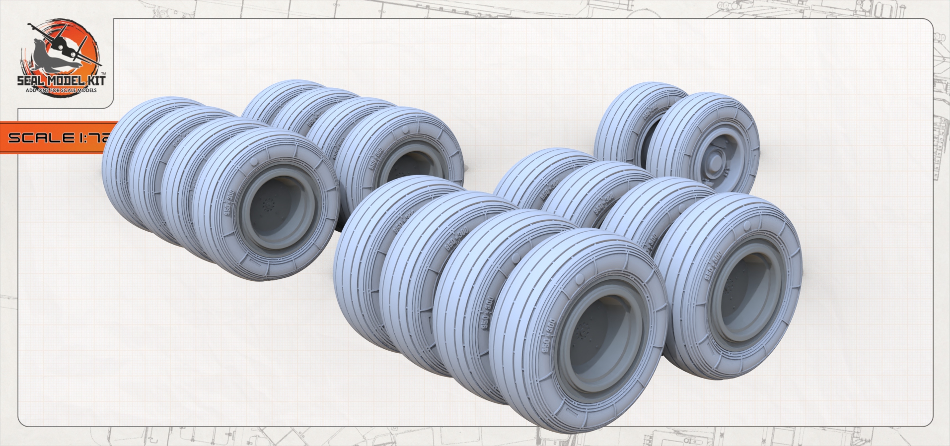 smk72056 Высокодетализированные колеса под нагрузкой для Т4 Сотка Seal Model Kit