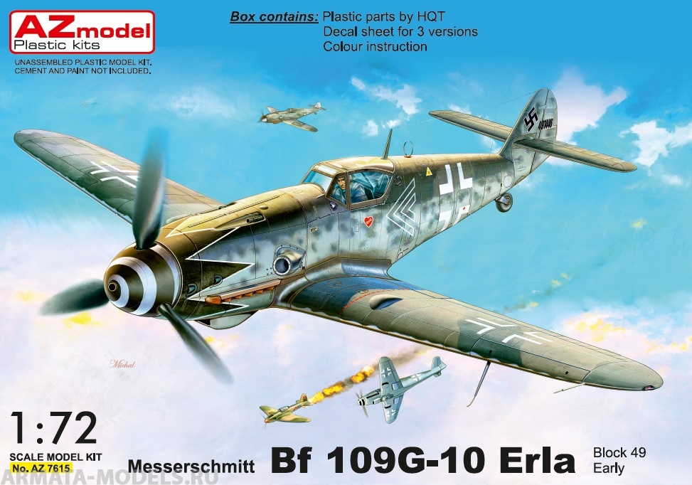 AZ7615 Самолет Messerschmitt Bf-109G-10 Erla AZmodel Plastic kits