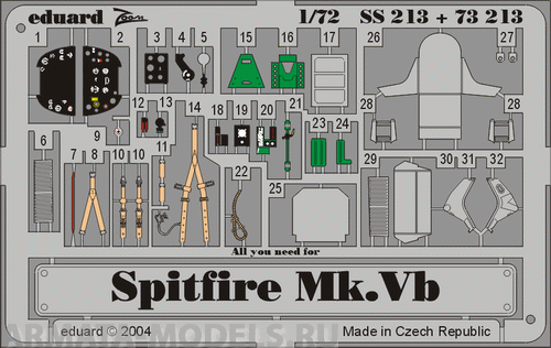 SS213 Фототравление Spitfire Mk.Vb For TAMIYA kit
