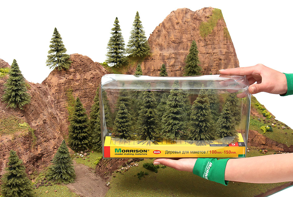 011ee012 5 шт. Мохнатые ели для макета 10-15см.