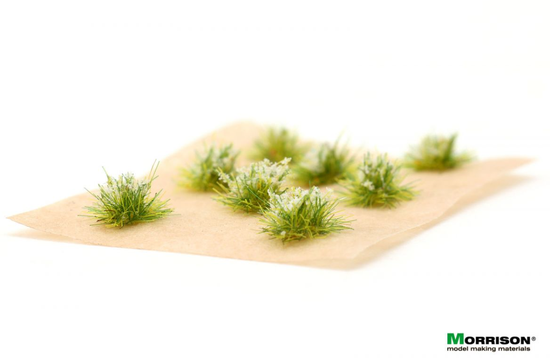 080tcv001 Белые цветущие кочки для диорам. Набор 8 штук.