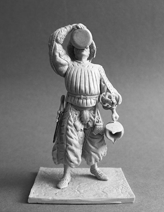 CHM-54028(M). Ландскнехт с кувшином, 1550-е годы. 54 mm. Материал - белый металл. Chronos Miniatures