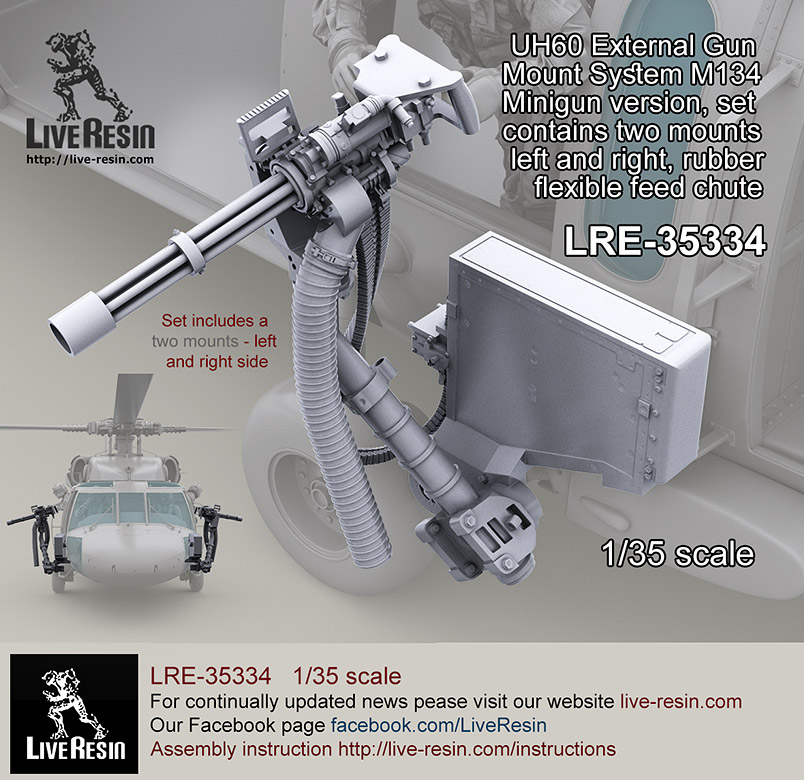 LRE35334 Внешняя пулеметная уснановка M134 Minigun на модель вертолета UH60 на правую и левую стороны