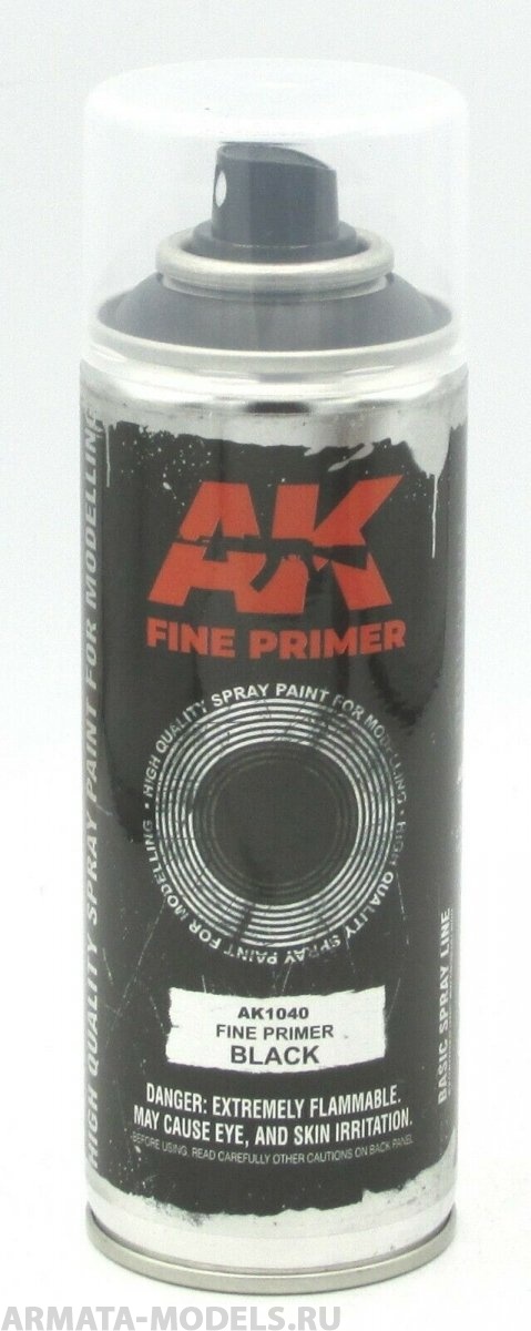 AK1040 Грунтовка в баллоне Fine Primer Black Spray (USA/CA) 200ml