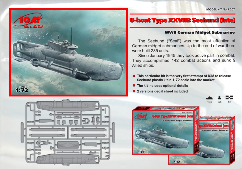 S.007 Тип XXVIIB “Seehund” (поздняя) Германская сверхмалая подводная лодка IIМВ ICM