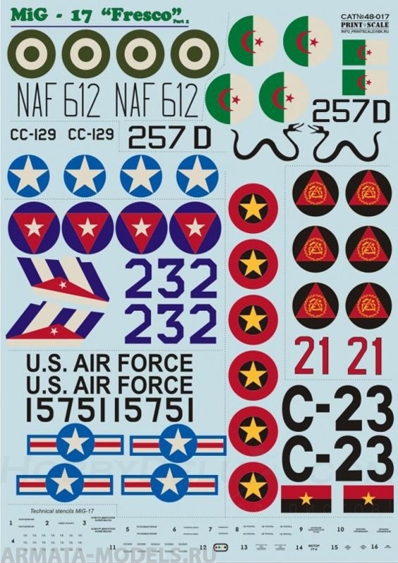 PS48-017 Декаль МиГ-17 Fresco  Ч.2