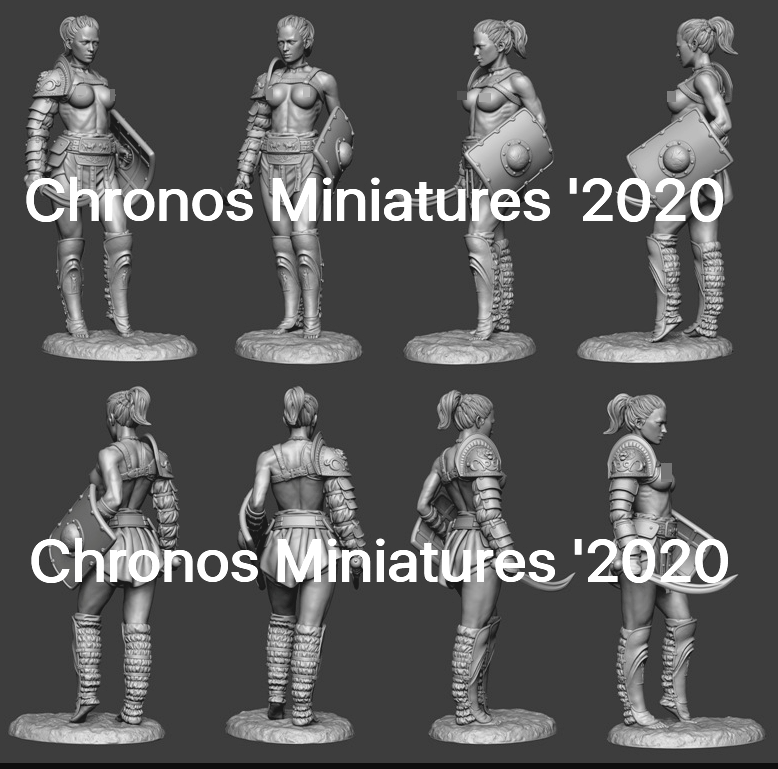 CHM-54213(M). Миры Фэнтези: Гладиатриса. 54 мм. Материал - белый металл. Chronos Miniatures