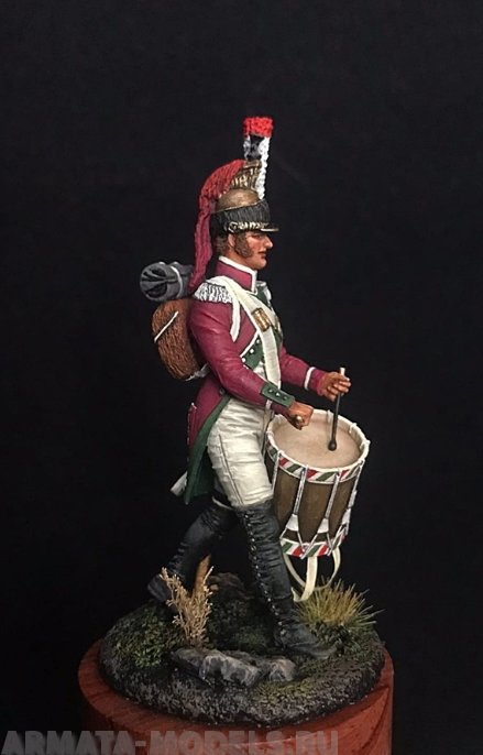 CHM-54187(М). Барабанщик драгунских полков, Франция 1804-07 гг. (2 варианта голов). 54 мм. Материал - белый металл Chronos Miniatures