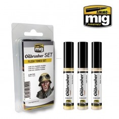 AMIG7500 Ammo Mig Набор масляных красок с тонкой кистью-аппликатором OILBRUSHER FLESH TONES SET