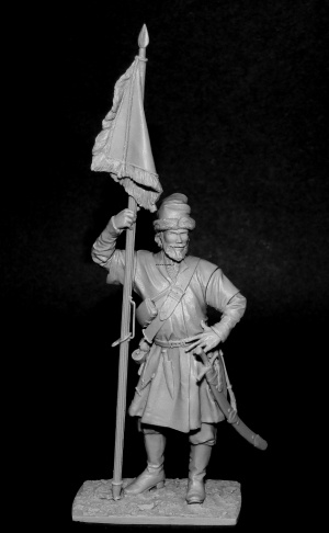 CHM-54126(M). Подпрапорщик рейтарских полков, Россия 1655-99 гг. 54 мм. Материал - белый металл.