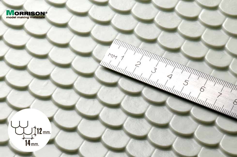 041tbh012 Объёмная текстура черепицы «Бобровый хвост». М1:12 (Лист А3- 28см.х38см.)