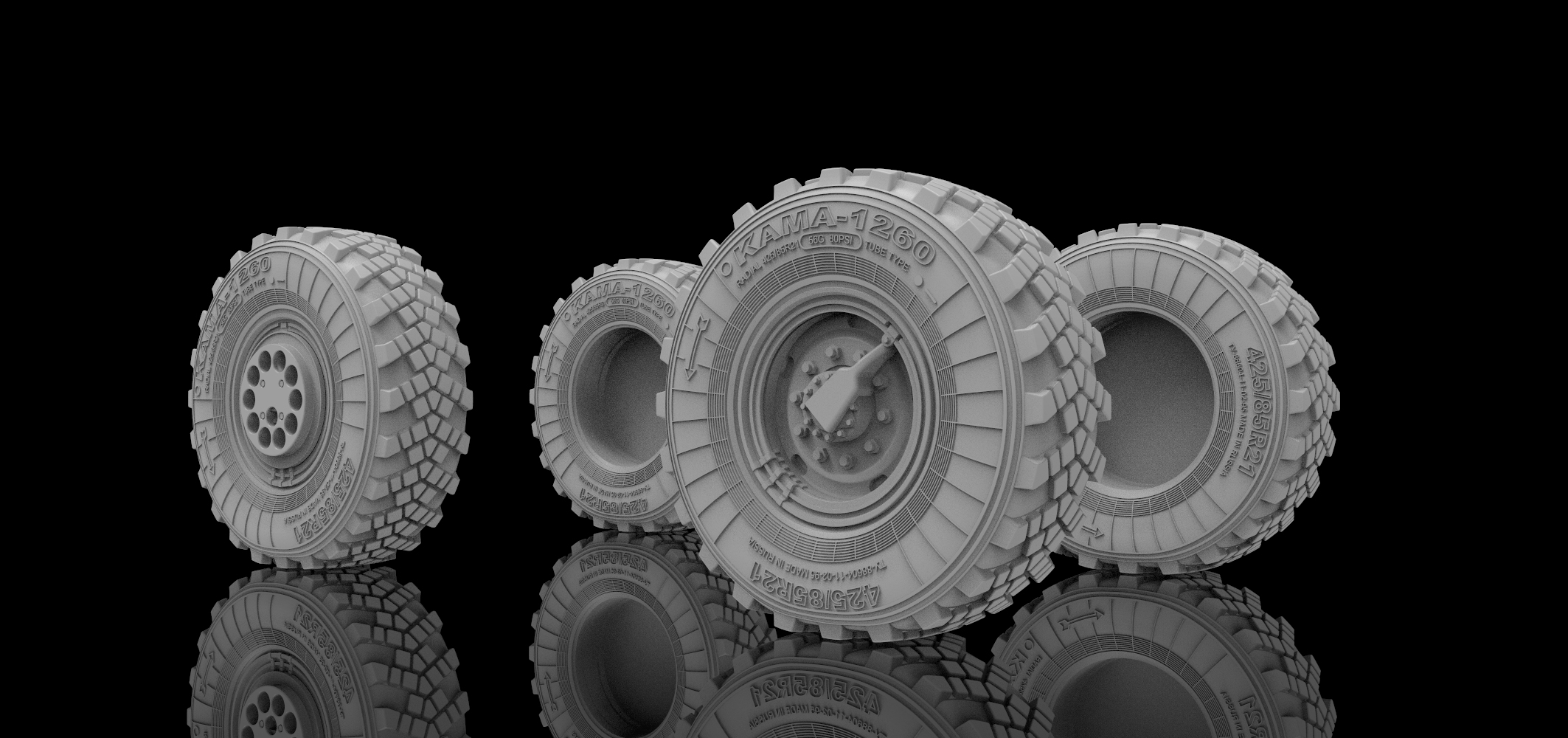 AM3638 Колеса под нагрузкой с защитными колпаками К-4350 Мустанг, 1/35