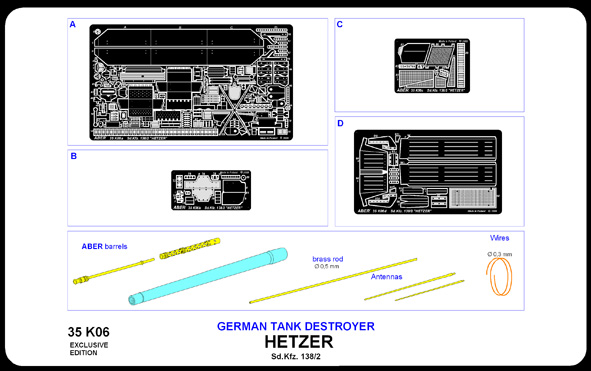 ABR-35-K06  Дополнения для  Sd,Kfz. 138/2 „HETZER” для Tamiya 1/35