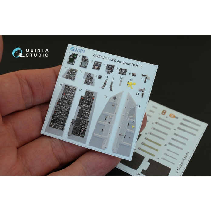 QD32021 1/32 3D Декаль интерьера кабины F-16C (для модели Academy)