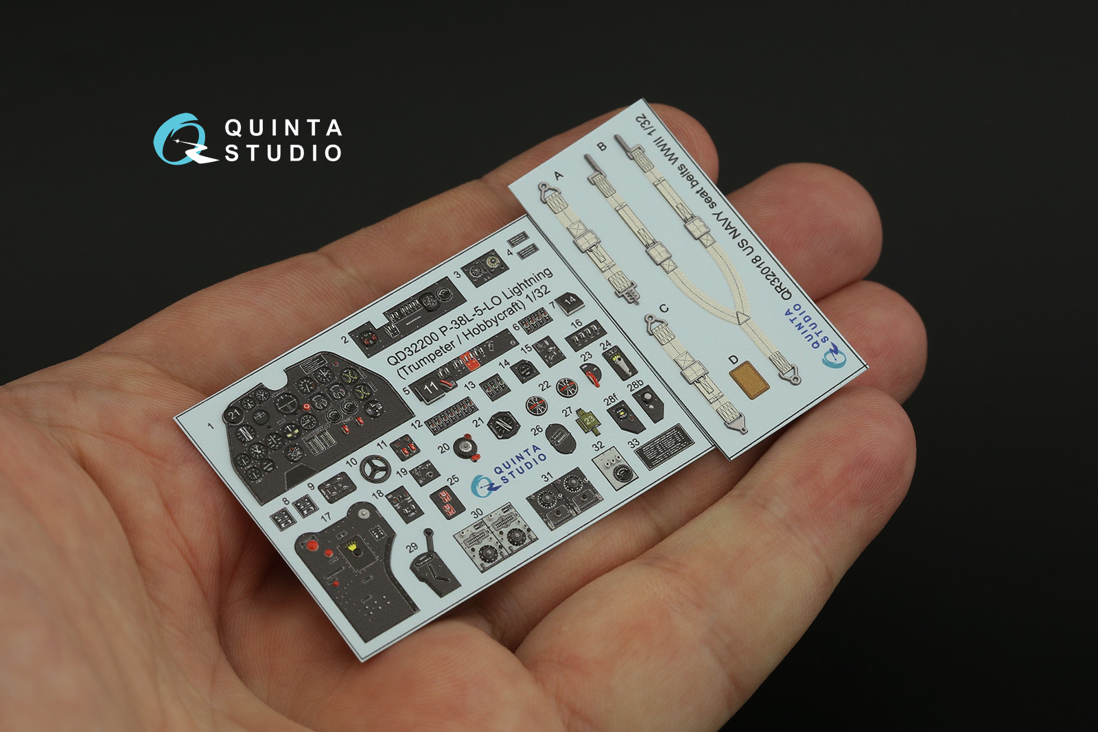 QD32200 3D Декаль интерьера кабины P-38L-5-LO Lightning (Trumpeter/Hobbycraft)