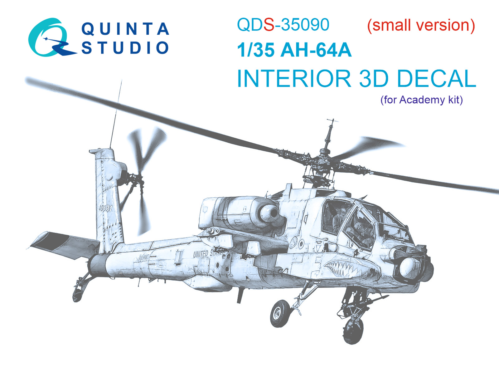 QDS-35090 3D Декаль интерьера кабины AH-64A (Academy) (Малая версия)