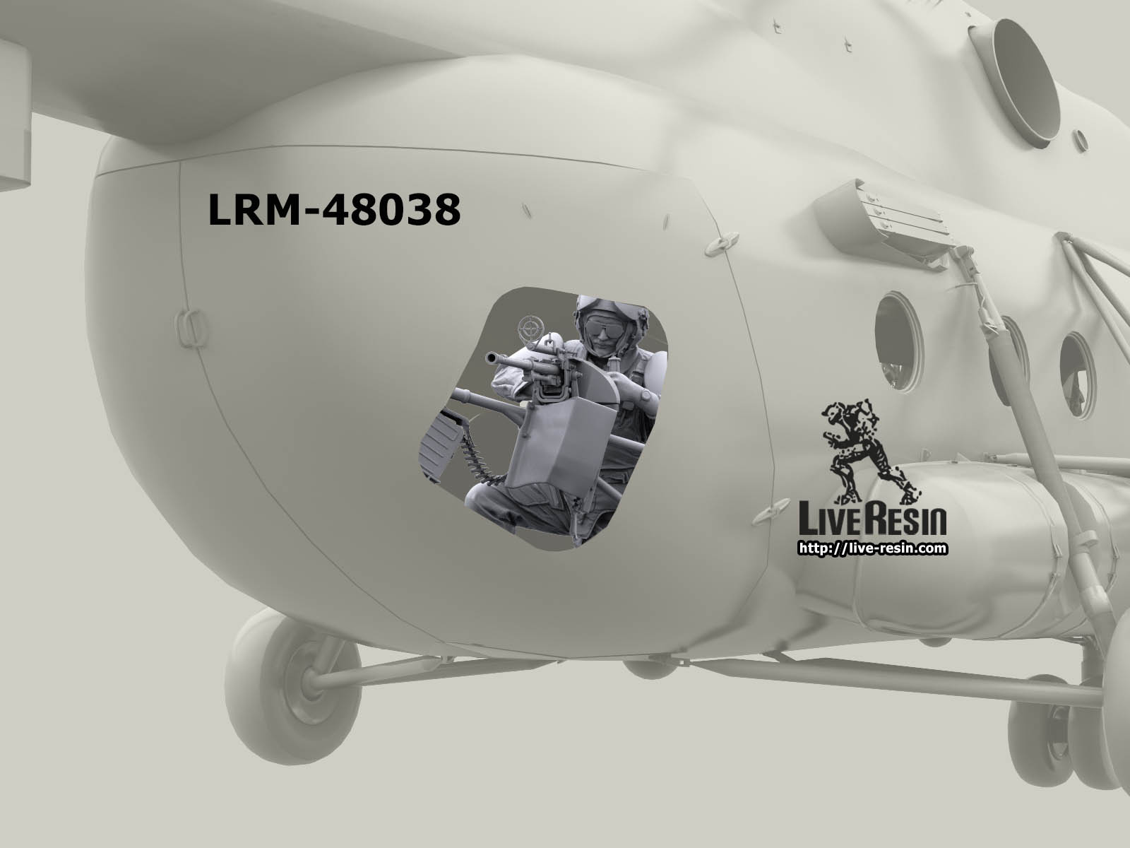 LRM48038 Советский бортмеханик-стрелок вертолета, стоящий на одном колене. Война в Афганистане, фигура 7 Live Resin