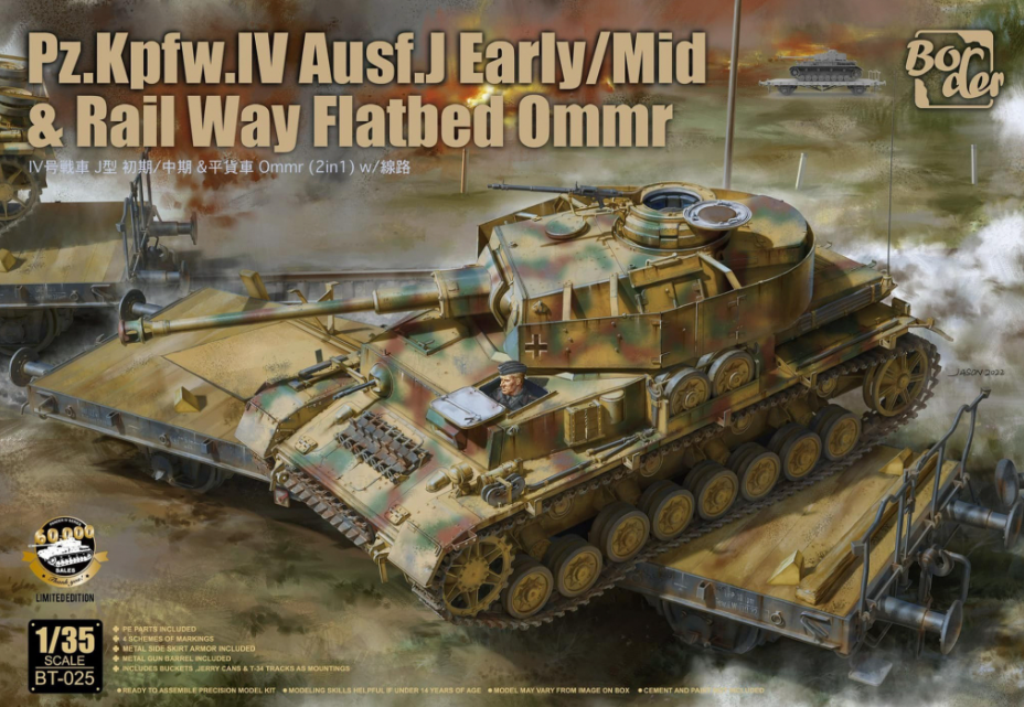 BT-025 Сборная модель Pz.Kpfw.IV Ausf. J Early/Mid & Railway Flatbed Ommr BORDER MODELS