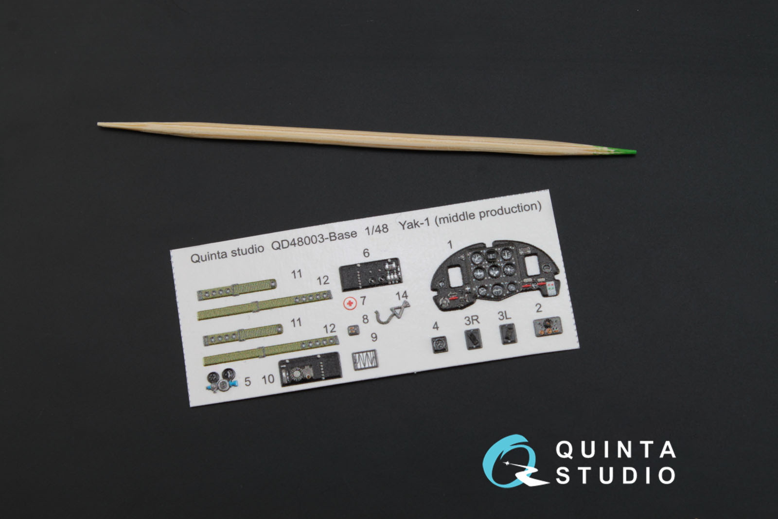 QD48003Base 3D Декаль интерьера кабины Як-1 (средние серии) (для модели Моделсвит/ЮФ)