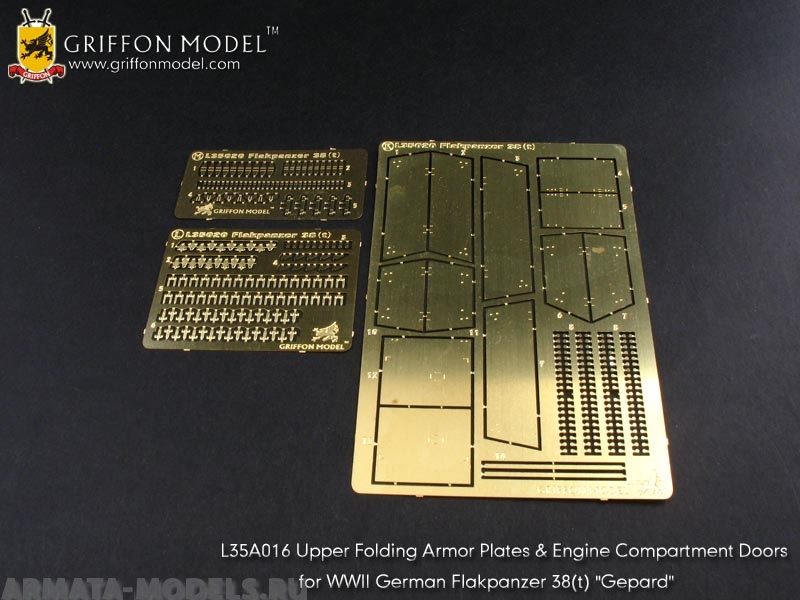 L35A016GR Upper Folding Armor Plates & Engine Compartment Doors for WW II German Flakpanzer38(t) “Gepard” 1/35