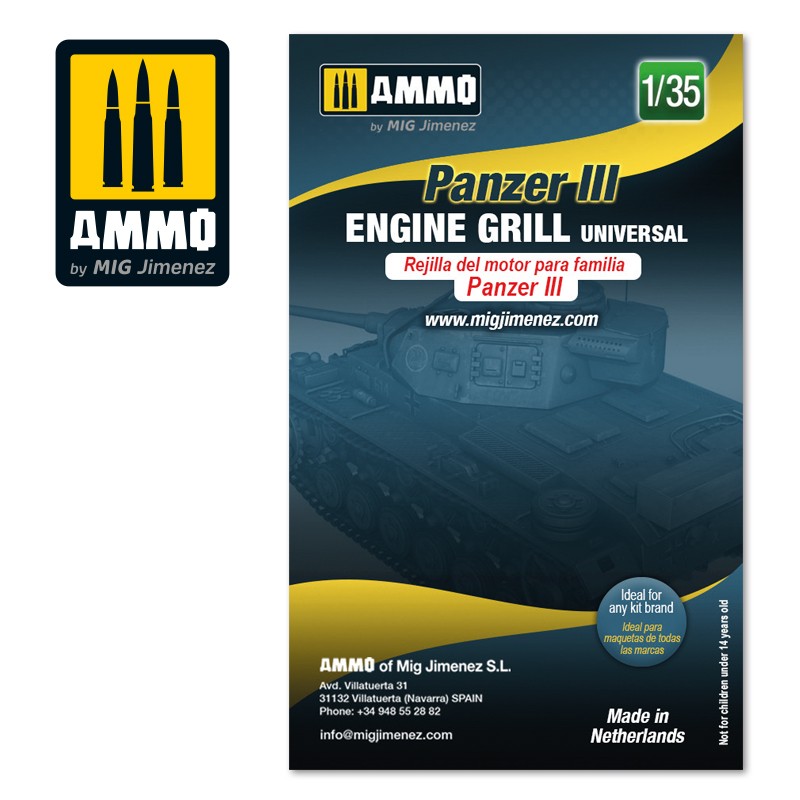 AMIG8088 Ammo Mig Набор решеток для  1/35 Panzer III engine grilles universal Ammo Mig