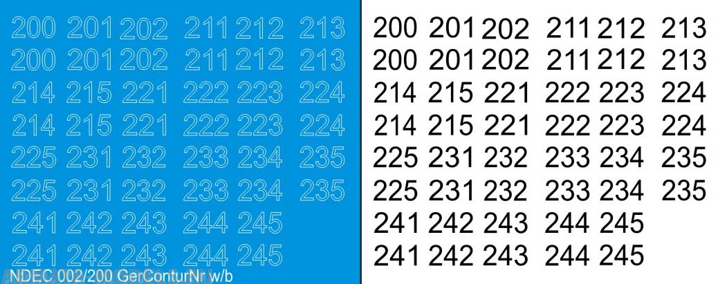 NDEC002/200 Современные бортовые номера на немецкую БТТ. Цвет – контур белый +черный