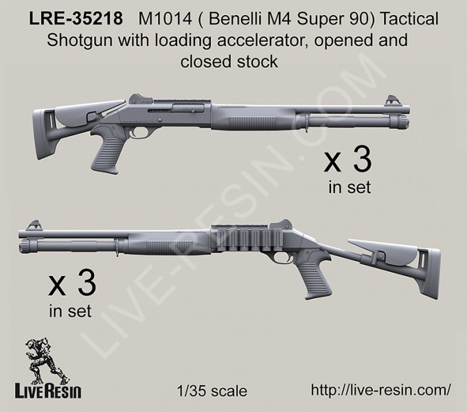 LRE35218 Тактический дробовик M1014 ( Benelli M4 Super 90) с ускорителем заряжания,  с открытым и закрытым прикладом