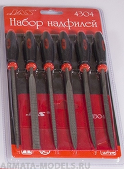 4304 Набор надфилей с ручками, крупная насечка, 6 шт., блистер+ чехол