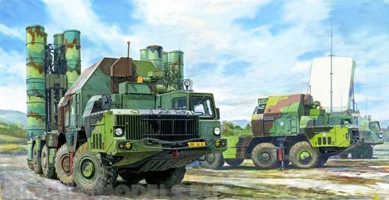 01038  Ракетная установка  ПУ 5П85С с ракетами 48Н6Е ЗРК С-300 ПМУ Фаворит   (1:35) Trumpeter