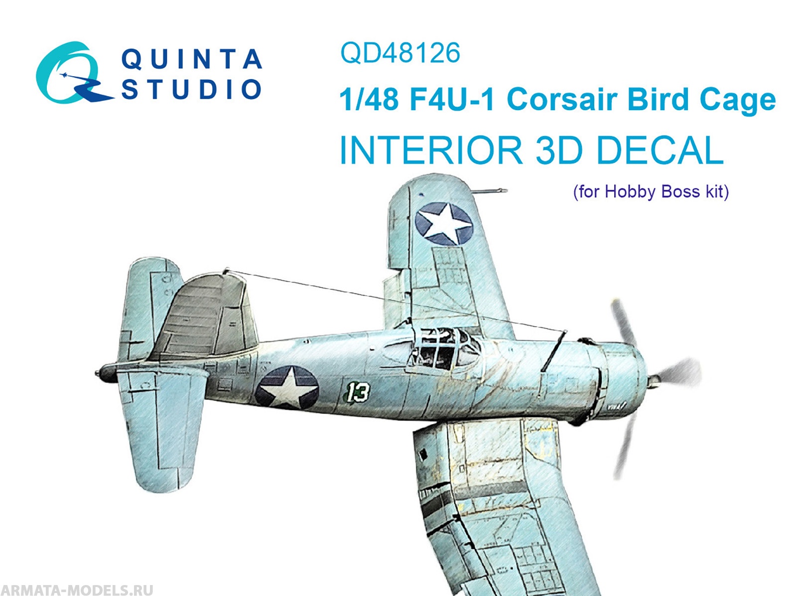 QD48126 3D Декаль интерьера кабины F4U-1 Corsair (Birdcage) (Hobby Boss)
