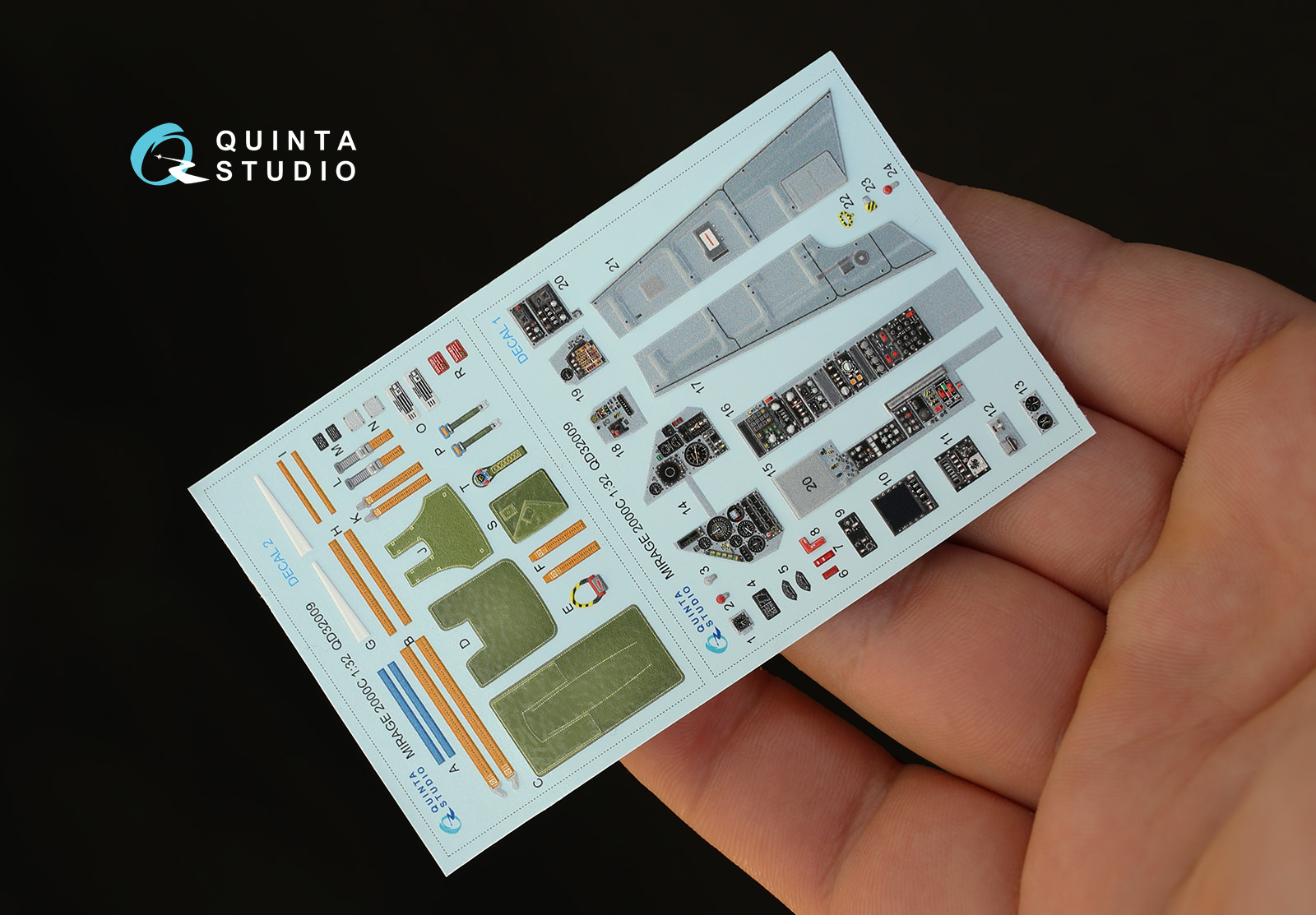 QD32009 1/32 3D Декаль интерьера кабины Mirage 2000C (для модели Kitty Hawk) Quinta Studio