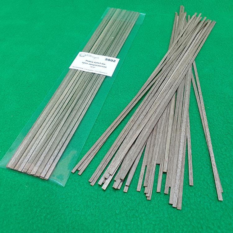 5802 рейки 0,6х3 мм - длина 300 мм - 40 шт - орех американский