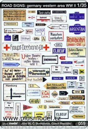 59PLUS Набор для диорамы: Дорожные знаки: Германия - западная область WW II 1/35 Plus Model